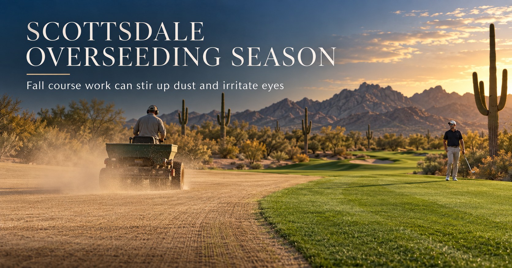 Golf course overseeding season in Scottsdale, Arizona.